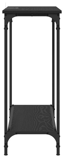 Konzolasztal polcokkal Musta tammi 101 x 30.5 x 75 cm Faanyag
