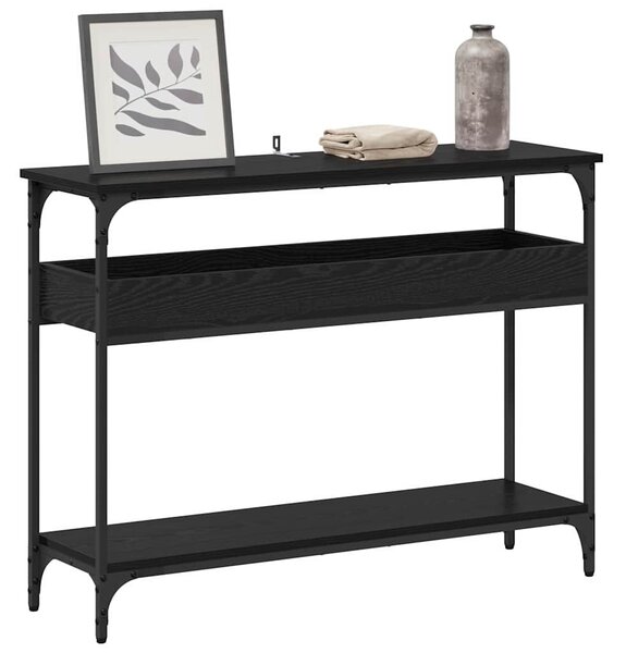Konzolasztal polcokkal Musta tammi 100 x 29 x 75 cm Faanyag