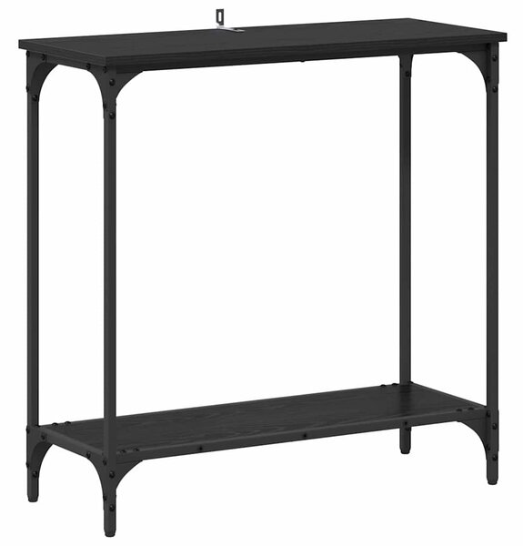 Konzolasztal polcokkal Musta tammi 75 x 30.5 x 75 cm Faanyag