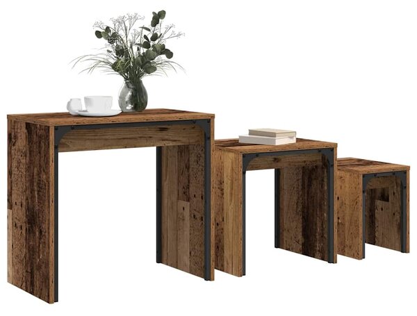 Dohányzóasztal 3 pcs Öreg fa Faanyag