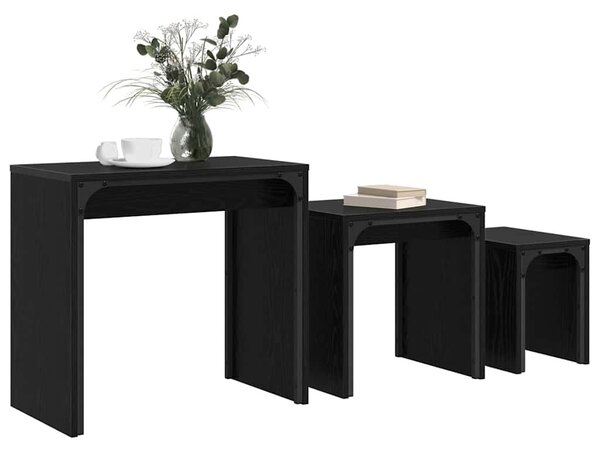 Dohányzóasztal 3 pcs Fekete tölgy Faanyag