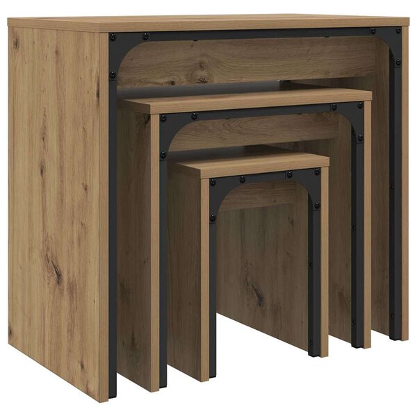 Dohányzóasztal 3 pcs Artisan tölgy Faanyag
