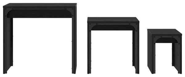 Dohányzóasztal 3 pcs Fekete tölgy Faanyag