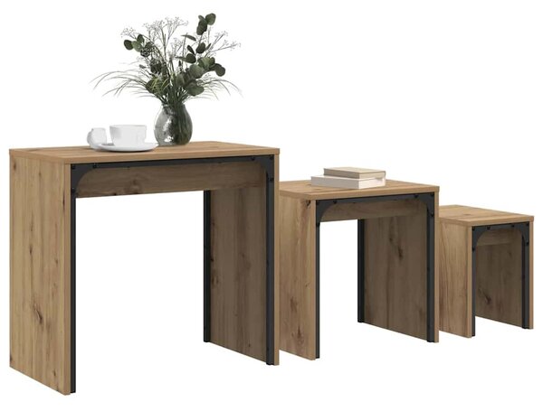 Dohányzóasztal 3 pcs Artisan tölgy Faanyag