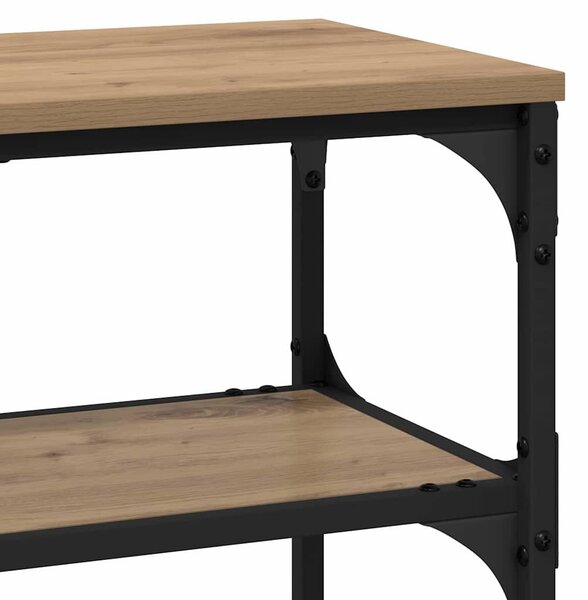 Konzolasztal polcokkal kézműves tölgy 100 x 30 x 75 cm Faanyag