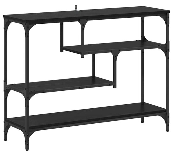 Konzolasztal polcokkal Musta tammi 100 x 30 x 75 cm Faanyag