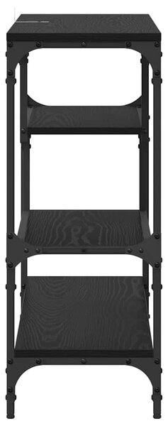 Konzolasztal polcokkal Musta tammi 100 x 30 x 75 cm Faanyag