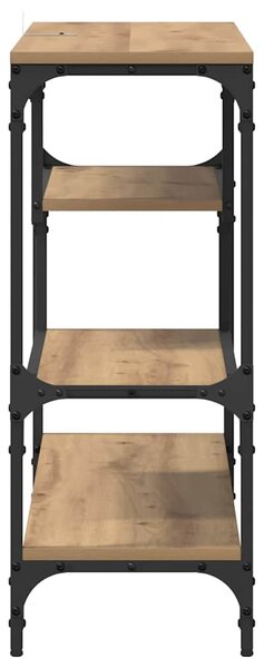 Konzolasztal polcokkal kézműves tölgy 100 x 30 x 75 cm Faanyag