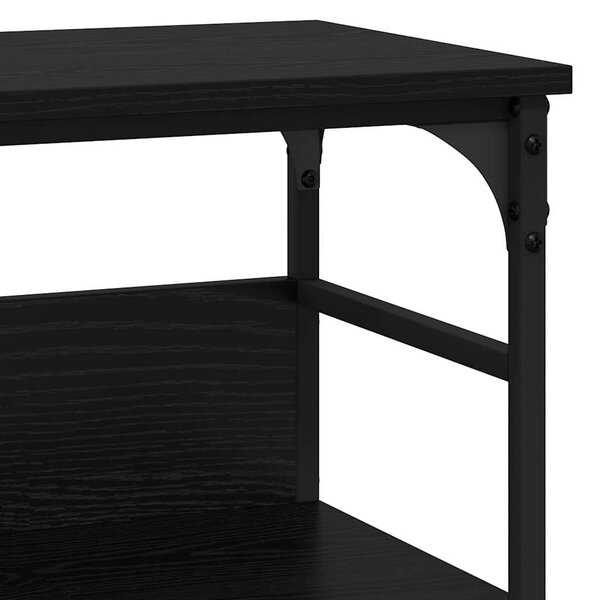 Konzolasztal polcokkal Musta tammi 100 x 32 x 75 cm Faanyag