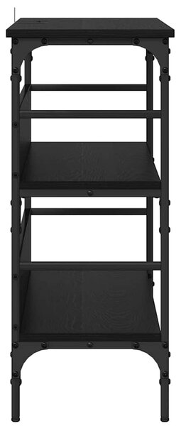 Konzolasztal polcokkal Musta tammi 100 x 32 x 75 cm Faanyag