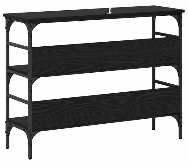 Konzolasztal polcokkal Musta tammi 100 x 32 x 75 cm Faanyag
