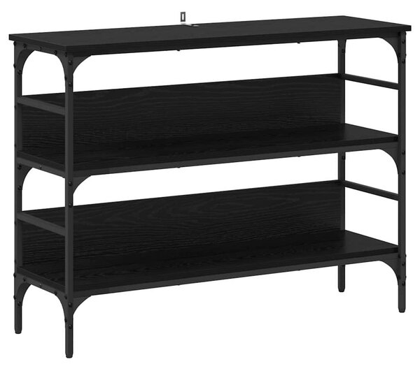 Konzolasztal polcokkal Musta tammi 100 x 32 x 75 cm Faanyag