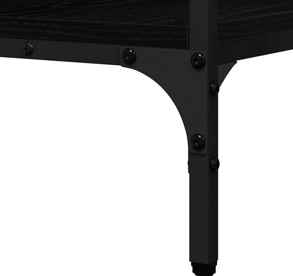 Konzolasztal polcokkal Musta tammi 100 x 32 x 75 cm Faanyag