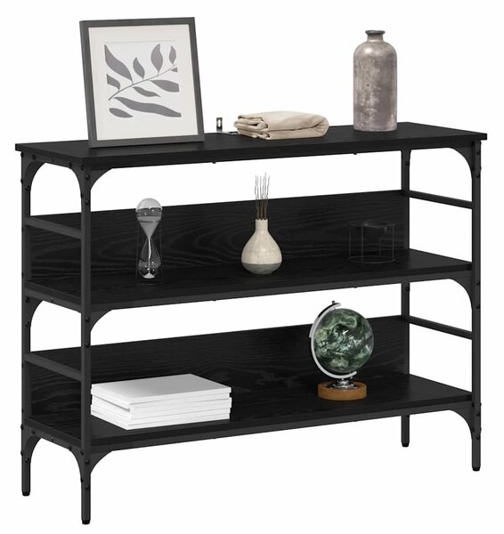 Konzolasztal polcokkal Musta tammi 100 x 32 x 75 cm Faanyag