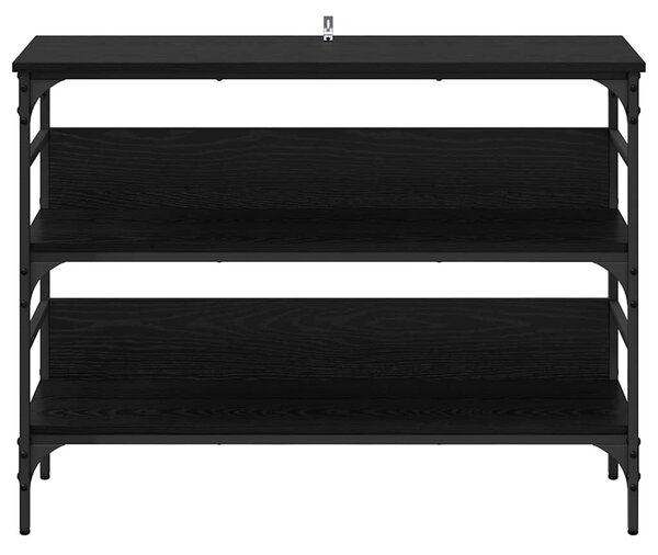 Konzolasztal polcokkal Musta tammi 100 x 32 x 75 cm Faanyag