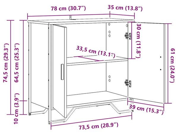 Széf Barna 78 x 35.5 x 74.5 cm Faanyag