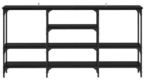 Konzolasztal polcokkal Musta tammi 160 x 29 x 80 cm Faanyag