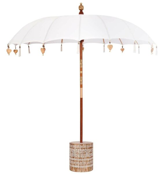 Balinéz Napernyő Krém 210-220 cm Pamut, tömör fa