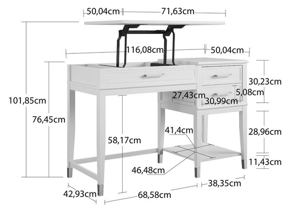 Íróasztal 49x115 cm Westerleigh – CosmoLiving by Cosmopolitan