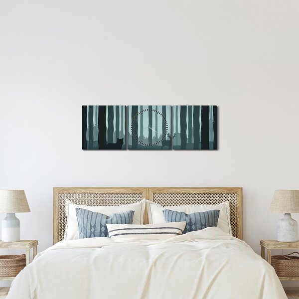 Kép - Szarvas farkassal a sziklák között (órával) (90x30 cm)