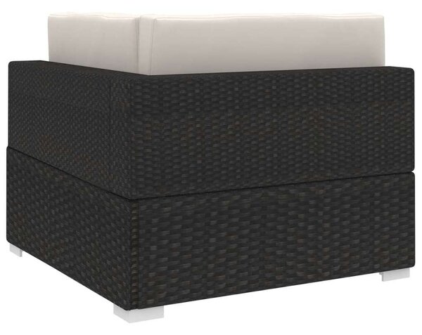 VidaXL 1 db fekete polyrattan moduláris sarokfotel párnákkal