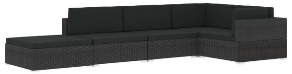 VidaXL 1 db fekete polyrattan moduláris sarokfotel párnákkal