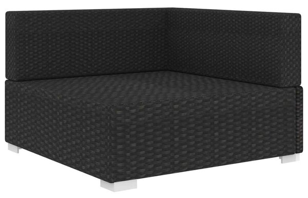 VidaXL 1 db fekete polyrattan moduláris sarokfotel párnákkal