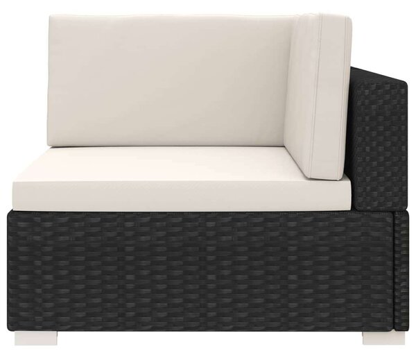 VidaXL 1 db fekete polyrattan moduláris sarokfotel párnákkal