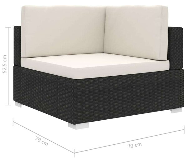 VidaXL 1 db fekete polyrattan moduláris sarokfotel párnákkal