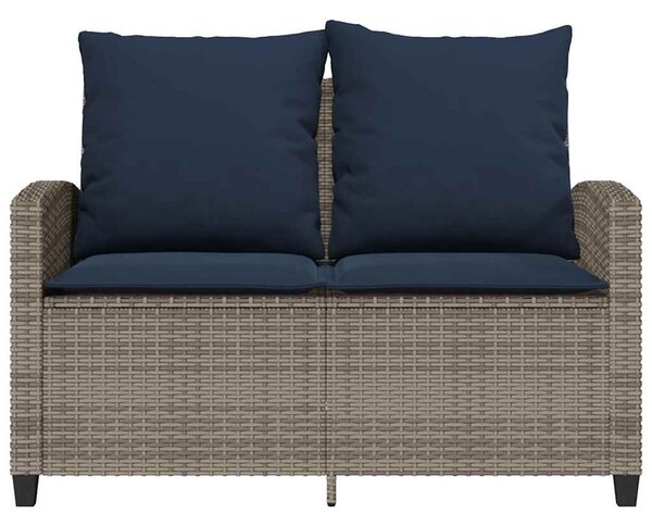 VidaXL 2 személyes szürke polyrattan kerti kanapé asztallal&párnával