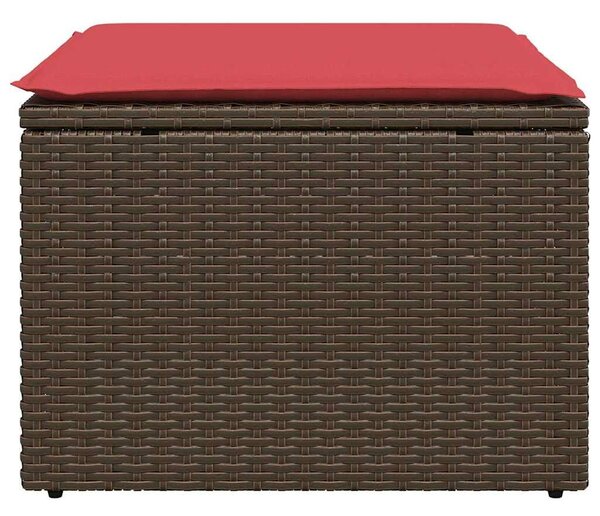 VidaXL barna polyrattan kerti ülőke párnával 55 x 55 x 37 cm