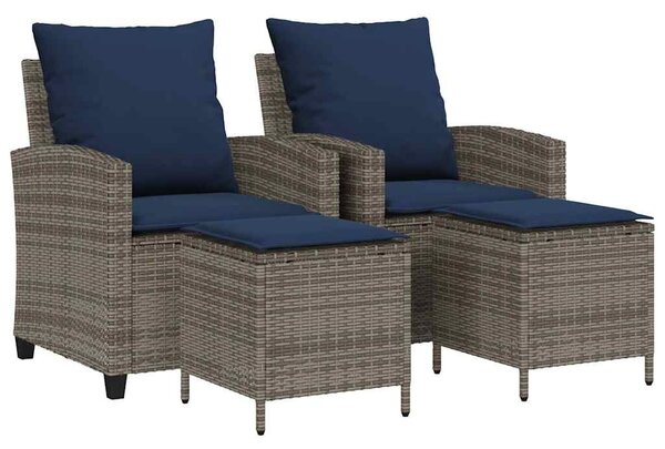 VidaXL 4 részes szürke polyrattan kerti ülőgarnitúra párnákkal