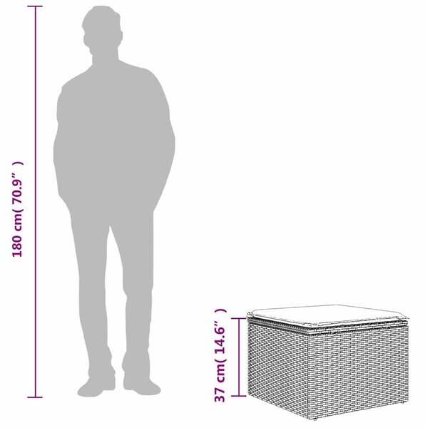 VidaXL barna polyrattan kerti ülőke párnával 55 x 55 x 37 cm