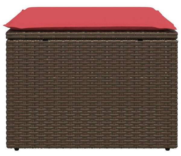 VidaXL barna polyrattan kerti ülőke párnával 55 x 55 x 37 cm
