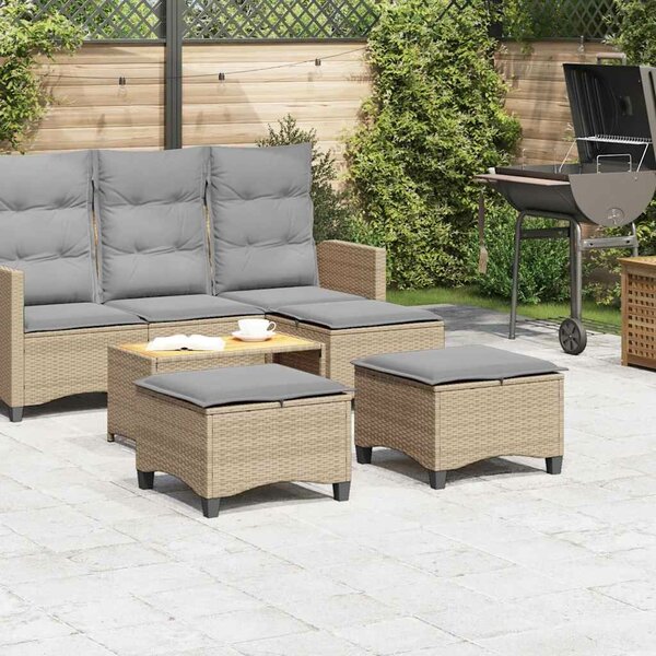 VidaXL 2 db bézs polirattan kerti székek párnákkal 55x55x36 cm