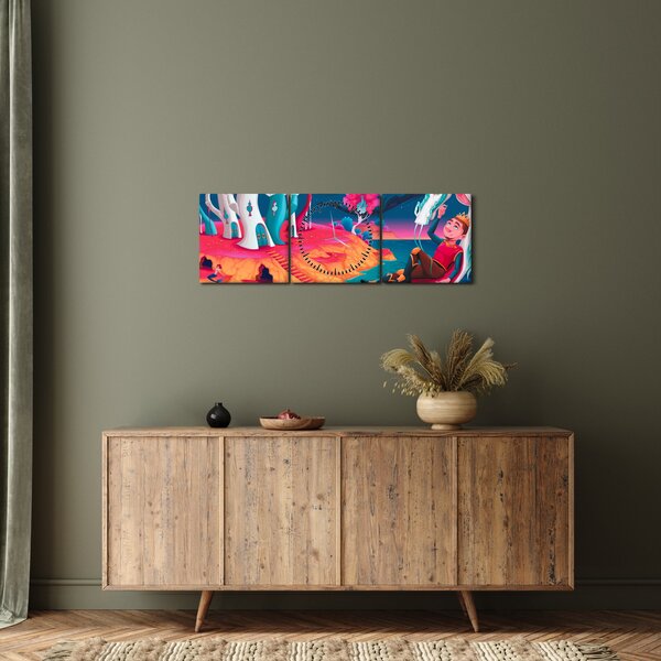 Kép - a herceg és a sárkány hercegnő (órával) (90x30 cm)