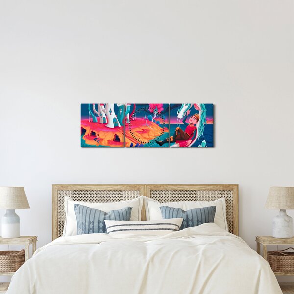 Kép - a herceg és a sárkány hercegnő (órával) (90x30 cm)