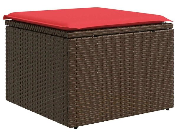 VidaXL barna polyrattan kerti ülőke párnával 55 x 55 x 37 cm