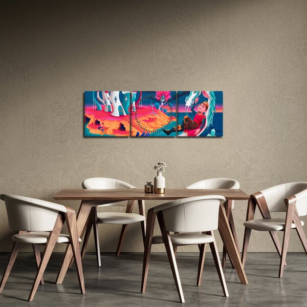 Kép - a herceg és a sárkány hercegnő (órával) (90x30 cm)