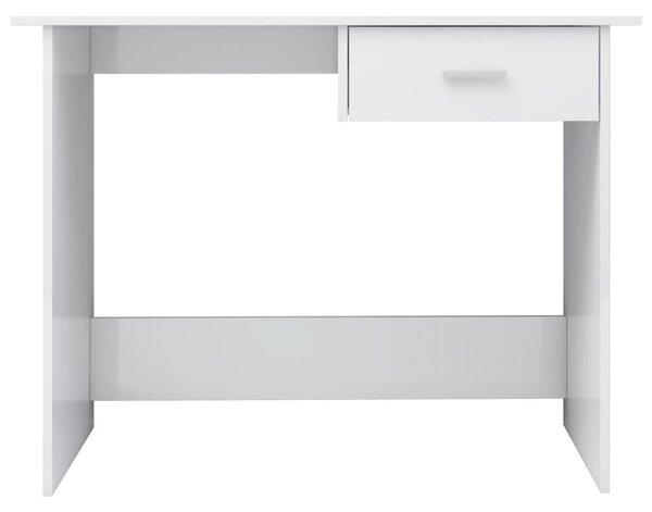 Magasfényű fehér szerelt fa íróasztal 100 x 50 x 76 cm