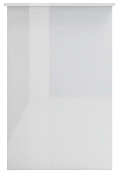Magasfényű fehér szerelt fa íróasztal 100 x 50 x 76 cm