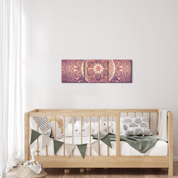 Kép - Mandala lila színátmeneten (órával) (90x30 cm)