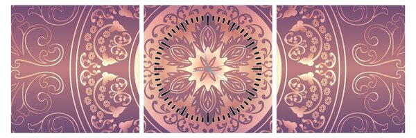 Kép - Mandala lila színátmeneten (órával) (90x30 cm)