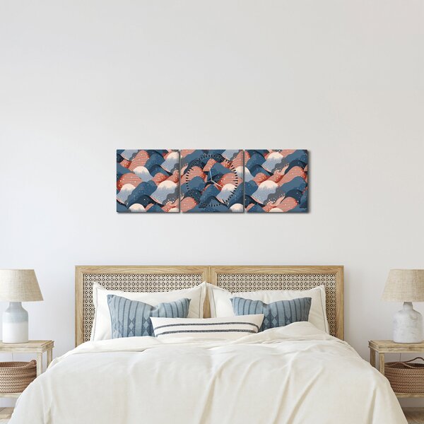 Kép - Hullámok és dombok (órával) (90x30 cm)