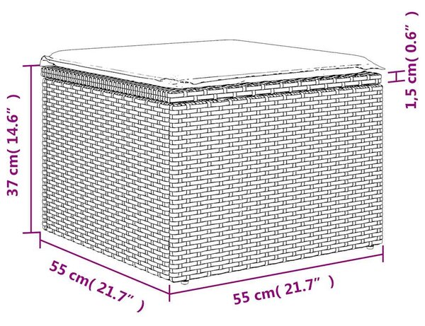 6 részes világosszürke polyrattan kerti ülőgarnitúra párnákkal