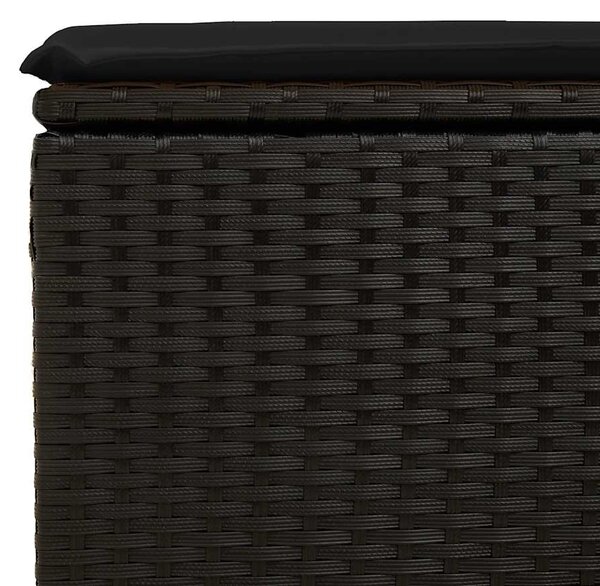 Fekete polyrattan kerti ülőke párnával 55 x 55 x 37 cm
