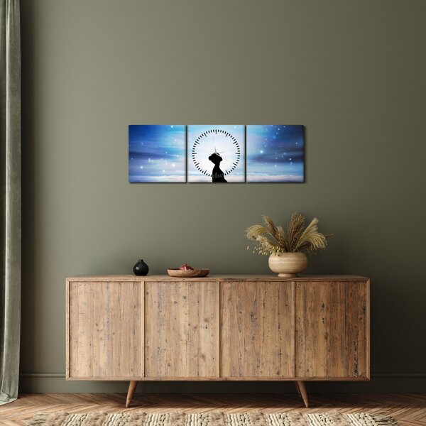 Meditáló nő képe (órával) (90x30 cm)