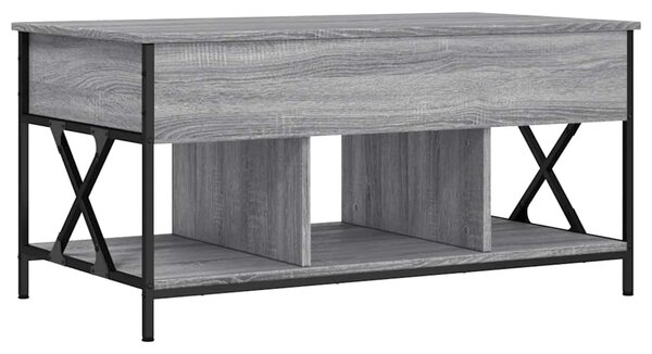 Szürke sonoma szerelt fa és fém dohányzóasztal 100 x 55 x 50 cm