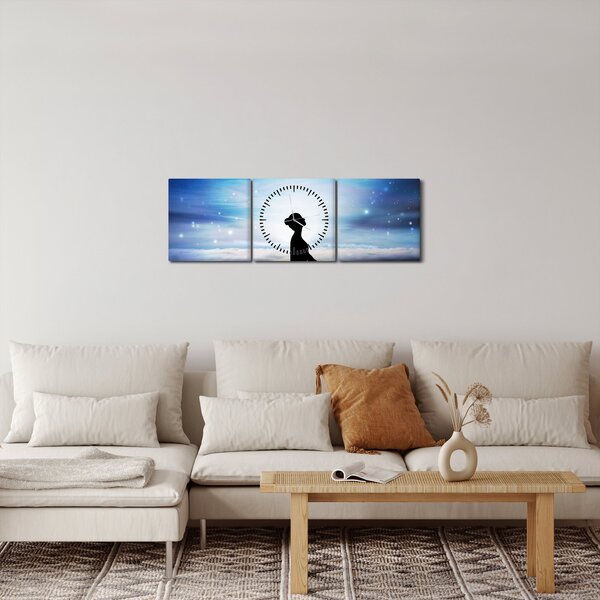 Meditáló nő képe (órával) (90x30 cm)