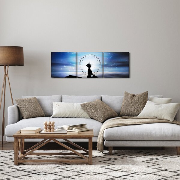 Meditáló nő képe (órával) (90x30 cm)